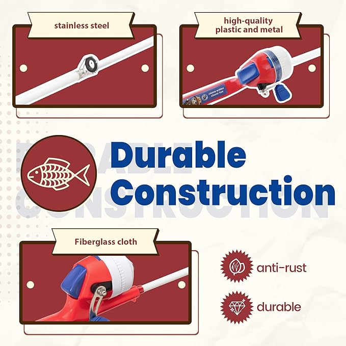 Kids Fishing Pole, Telescopic Fishing Rod, Toddler Collapsible Fishing Rod and Reel Combo with Tackle Box, Fishing Line, Bobber, and Soft Lures for Boy, Girl, Youth, Beginner, Over 4 Years Old