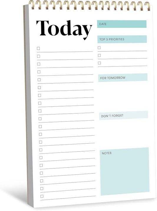 To Do List Notepad, Daily Planner Notebook with 52 Tear-off Sheets, Undated Writing Organizer for Daily Tasks and Goal, Coiled Task Track Checklist Productivity Pad for Office, Classroom, Home, School