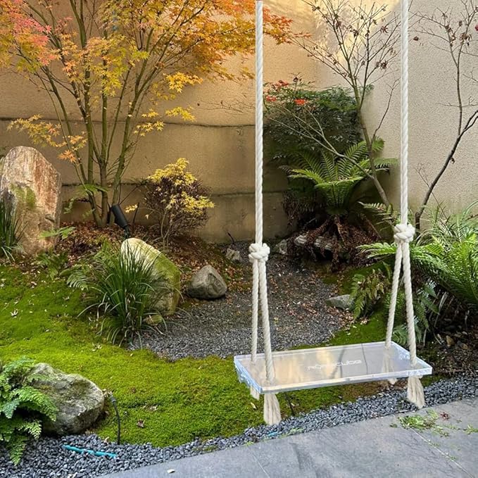 Transparent Acrylic Swing，Adjustable Rope Tree Swing Set for Kids & Adults 550 lbs Load Capacity Non-Slip Thickening Playground Swing Set Accessories Ideal for Indoor & Outdoor