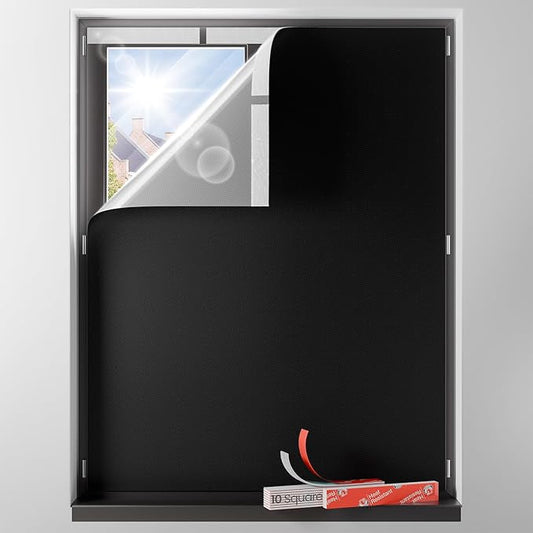 Sumobaby Blackout Curtains for Bedroom Portable 14"x68",No Drill Blackout Shades with Upgraded Hook&Loop Tapes,100% Black Out Window Cover,Thermal Insulated Blinds for Bedroom,Nursery(1 Panel,Black)