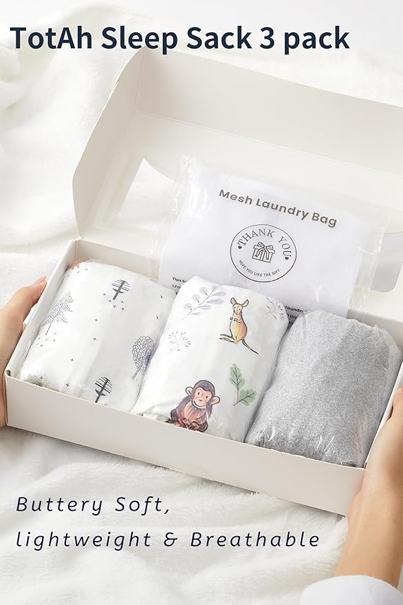 TotAha Sleep Sack 6-12-15 Months 3-Pack,Stretchy,Buttery Soft Swaddle Transition Sleeping Bag,Light Baby Wearable Blanket with 2-Way Safe Zippers for Boys and Girls, 0.5 TOG