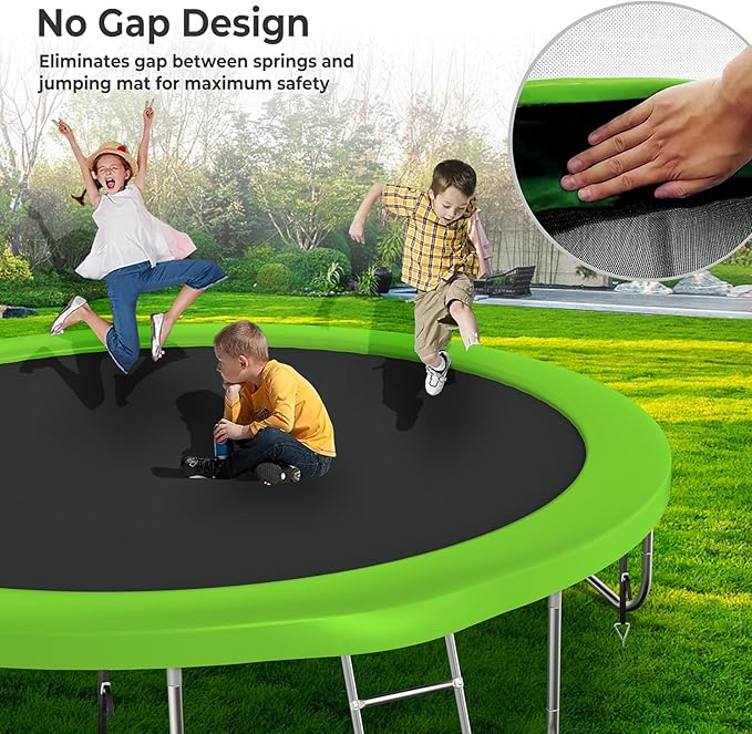 Upgraded 16FT 15FT 14FT 12FT 10FT 8FT Trampoline Outdoor with Basketball Hoop and Net, Capacity for 4-6 Kids and Adults