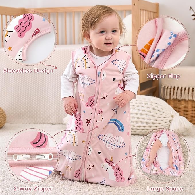 Yoofoss Baby Sleep Sack 6-12 Months, 1.5 Tog Baby Wearable Blanket with 2-Way Zipper, 100% Cotton Organic Fabric Winter Infant Sleeping Sack, Warm Soft Comfy