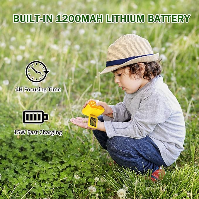 1000X Handheld Microscope for Kids, 4K 2.0" Screen Mini Pocket Microscope with 6 Adjustable LED Lights, Edu Science Birthday Gifts for Kids Ages 8-12, 32G SD Card Included - Yellow