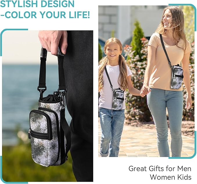 icolor Water Bottle Carrier Bag with Strap 25/32/40 oz Crossbody Bottle Holder with Phone Pocket Sling Sleeve Insulated Neoprene Water Bottle Pouch for Walking Travelling