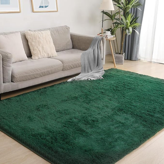 Ultra Soft Area Rug, Fluffy 5x7 Green Rugs for Living Room, Plush Area Rugs for Bedroom, Non-Slip Indoor Carpet for Nursery, Study Room, Kids Room, Room Decor