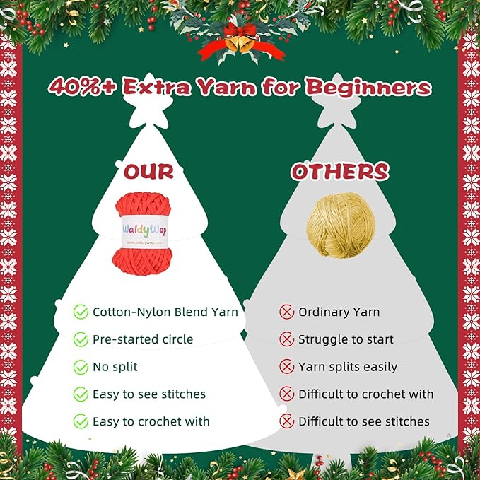 Christmas Snowman Crochet Kit for Beginners, Crochet Starter Kit for Kids Adults, Learn to Crochet w/Step-by-Step Video Tutorials, Pre-Started Yarn, Hook, DIY Amigurumi Craft Gifts for Christmas Décor