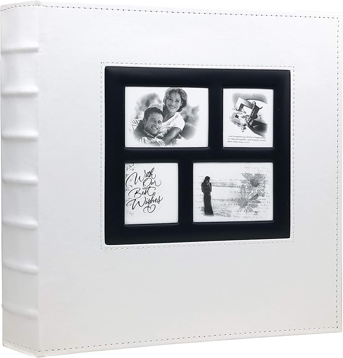 RECUTMS Photo Album Self Adhesive Magnetic DIY Scrapbook 60 Pages 13.3 x 13.4 (Inches) Accommodate 8X10 6X8 5X7 4X6 Photo Wedding Album Memory Book (White)