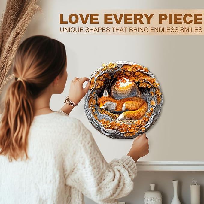 WOODBESTS Wooden Puzzles for Adults, 3D Fox Wood Puzzles Adult(200 Pieces, M, 11.4 * 11.2in), Unique Shape Wooden Animal Jigsaw Puzzles, Birthday Gifts for Adults Family Game