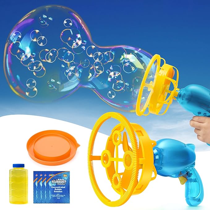 Sloosh Whale Bubble Gun with Refill Solution, Bubble Gun Machine Blower Toy for Kids, Adults, Summer, Party Favors, Easter Basket Stuffers, Birthday Gift