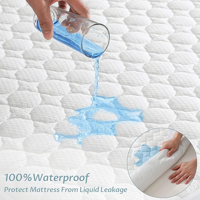 Twin XL Size Waterproof Mattress Protector Fitted Quilted Mattress Pad Cover with Deep Pocket Up to 15''