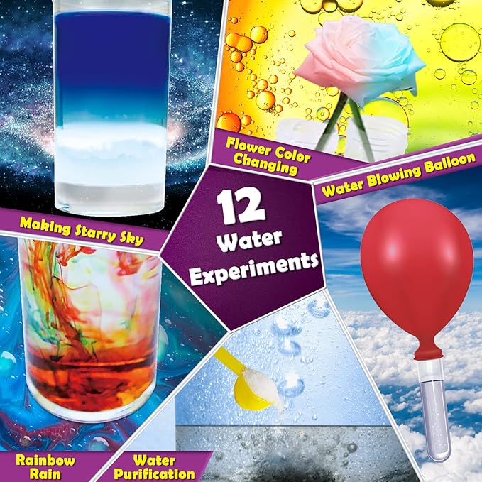 UNGLINGA 30 Experiments Science Kit for Kids with Lab Coat, Chemistry Set STEM Toys Birthday Gifts for Boys Girls, Scientist Costume Role Play Tools Educational Learning Set