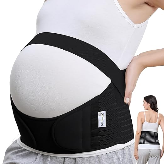 NeoTech Care Pregnancy Support Maternity Belt, Waist/Back/Abdomen Band, Belly Brace (Size XXL, Black Color)