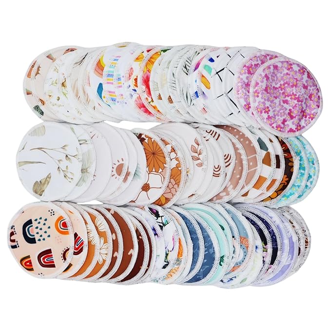 8 pcs(4 Pairs) Random Prints Breast Pads for Nursing Mothers, Reusable and Washable with 1 Bag(8 pcs randomprints with1 Bag)