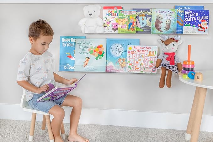 Rebecca Luxurious Acrylic Floating Shelves for Wall - 2 Pack of 36" x 2" x 4" - 5mm Thick Clear Book Shelf for Bathroom, Bedroom, Nursery, Kids Room with Easy Installation Hardware – Cute Bookshelf