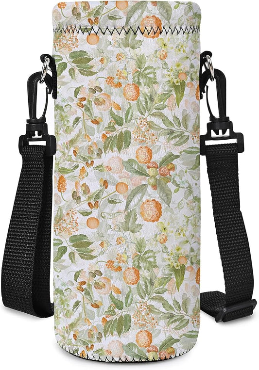RICHEN Neoprene Water Bottle Carrier Bag with Adjustable Shoulder Strap,Insulated Water Bottle Cover for Stainless Steel/Glass/Plastic Bottles