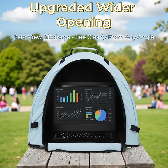 Laptop Sunshade Tent & Bag Portable Case for Working Outside | Anti-Glare | Water Resistant | for 13-18 inch Laptop| Portable Privacy Screen Hood | Cubicle Shade for Laptop