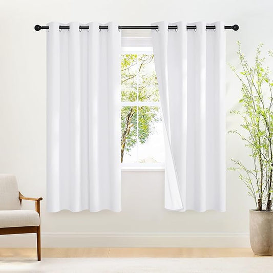 NICETOWN White Blackout 78 inch Curtains for Doorway, Grommet 100% Blackout Curtains Room Darkening Thermal Window Treatments for Bedroom/Living Room, 2 Panels, W52 x L78