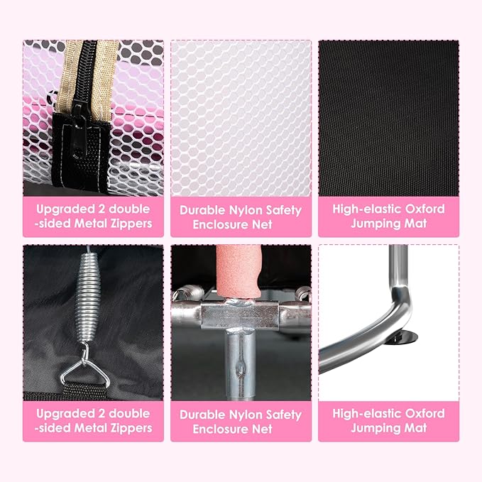 Trampoline for Kids, Upgrade Full Anti-Rust 440lbsToddler Trampoline with Net, Upgraded Ring Legs with Adjustable Gymnastics Bar&Toys, Gifts for Ages 1-8 Boys&Girls