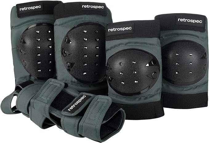 Retrospec Knee Pads, Elbow Pads & Wrist Guards for Men, Women & Kids - Protective Gear for Skateboarding, Roller Skate, Rollerblade, BMX & Scooter - Multi Sport Pad Set