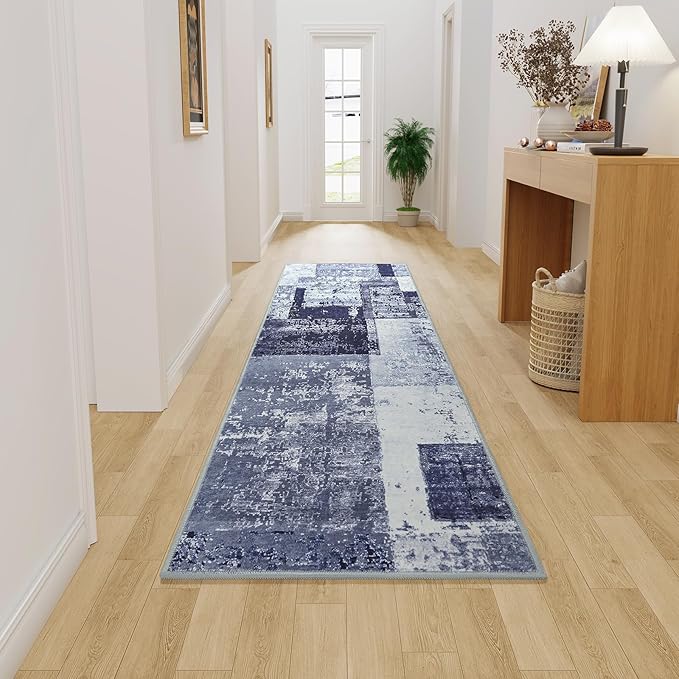 LOCHAS Washable Runner Rugs for Hallway, 2x6 Non Sip Soft Rug for Bedroom Entryway Kitchen Laundry Room, Long Abstract Carpet for Indoor Floor Bedside, Geometric Vintage Home Decor, Pet & kid Friendly