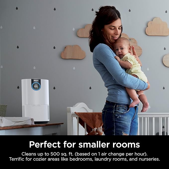 Shark Air Purifiers For Home Pets, 2 Pack, Allergies, Pet Hair, HEPA Air Filter, 500 Sq Ft, Small Room, Bedroom, Odor Eliminator Clean Sense, Captures 99.98% of Particles, Pet Dander, Fur, HP102PK2