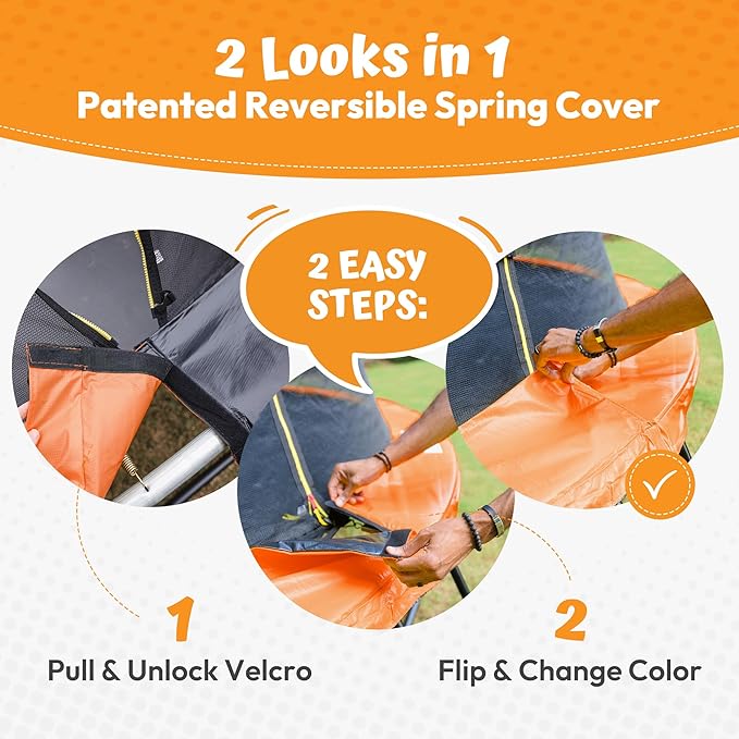 JUMPZYLLA Trampoline Outdoor 8FT 10FT 12FT 14FT 15FT 16FT with Enclosure and Ladder, ASTM Approved Recreational Trampoline for Kids and Adults, Anti-Rust Coated Frame