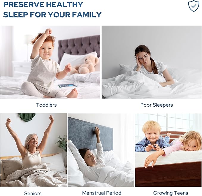 2 Pack Waterproof Mattress Protector, Twin Size Mattress Pad Noiseless with Deep Pocket Fitted for 6"-15", Breathable Dirt-Proof Single Bed Mattress Cover for Bedroom, Dorm Room (Navy Blue)