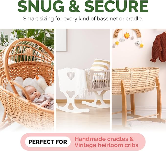 Cradle Baby Mattress and Bassinet Mattress 19x33 – 2-Inch Firm Foam Baby Bed with Waterproof Vinyl Cover – Non-Toxic Hypoallergenic Cushion Pad Replacement for Infant Bed (Multiple Standard Sizes)