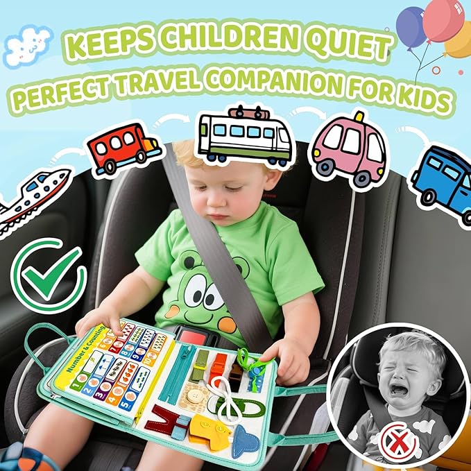 Busy Book for Toddlers 1-3 - Farm Montessori Toys Busy Board for 1 Year Old Boy Girl Gifts Educational Learning Activity Book Toddler Airplane Travel Toy 1+ Years Old Birthday Gift