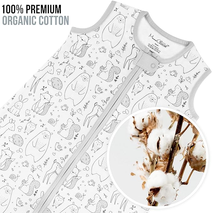 Baby Sleep Sack 1.0 TOG, Organic Cotton Baby Wearable Blanket with Two-Way Zipper, Swaddle Transition Baby Sleeping Bag, All-Season Sleep Sack for Newborn Infant Toddler Boy Girl, 12-18 Months, 1-Pack