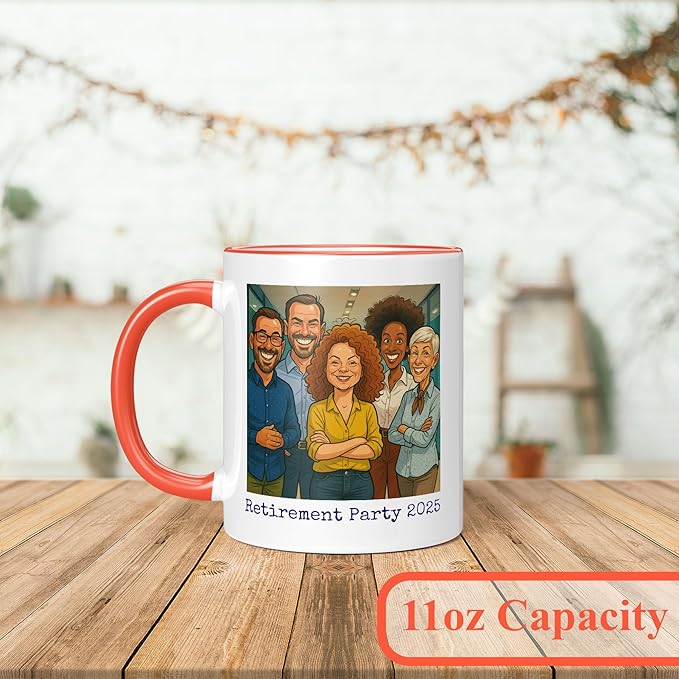 Personalized Coffee Mug, Custom Photo Caricature Gift, Funny Customized Coffee Gift for Men & Women, Custom Mugs with Pictures, Orange 11oz Customized Ceramic Tea Cup