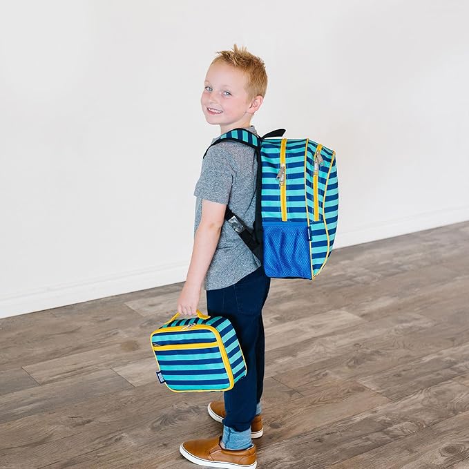 Wildkin 15-inch Kids Backpack – Durable, Padded, Adjustable for School & Travel - Blue Stripes