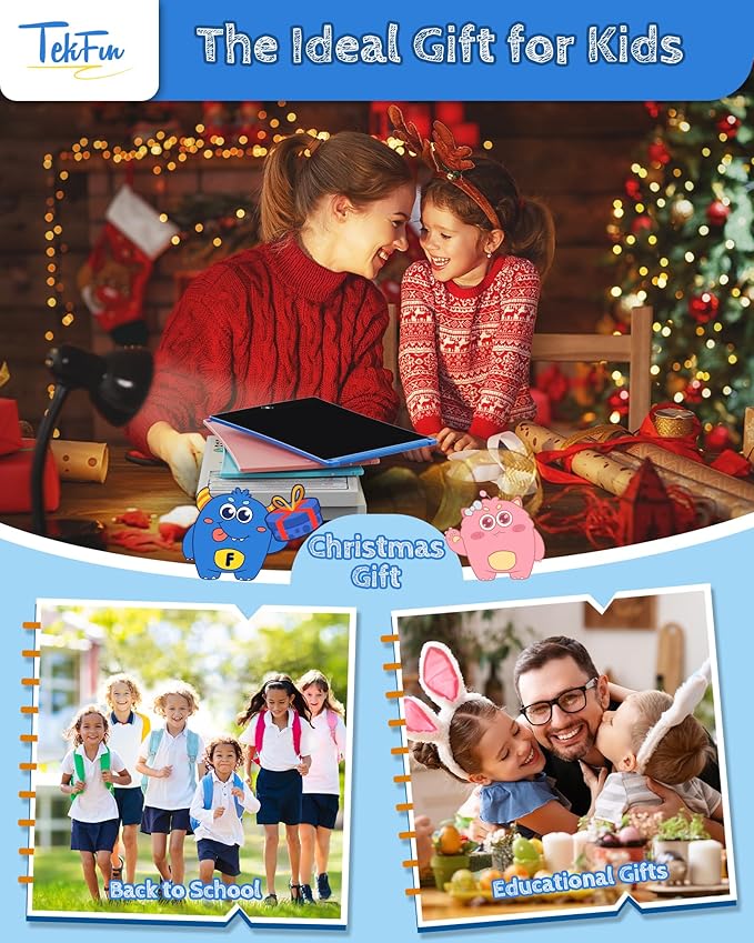 TEKFUN 8.5in 2 Pack LCD Writing Tablet for Kids Coloring Doodle Board Magic Drawing Pad for Kids with Anti-Lost Stylus, Car Trip Educational Toys Birthday Gift for 3 4 5 6 7 Kids Girls Boys Toddlers
