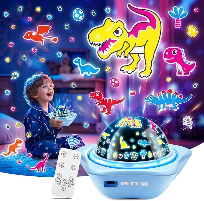 Onefire Star Projector Light Up Toys, Glow In The Dark Stars for Ceiling Projection Kids Toys,Dimmable Night Light Projector for Kids Room,Remote Dinosaur Toys for Boys,Dinosaur Gifts for Toddler Toys