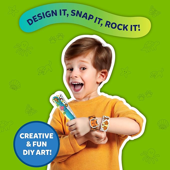 Skillmatics Craft Activity - Snap Bandz, Animals, DIY Jewelry Art & Craft Activity, Mess-Free, Creative Kit, 8 Bands (8.6"), Gifts for Boys & Girls Ages 4, 5, 6, 7, 8, 9, 10