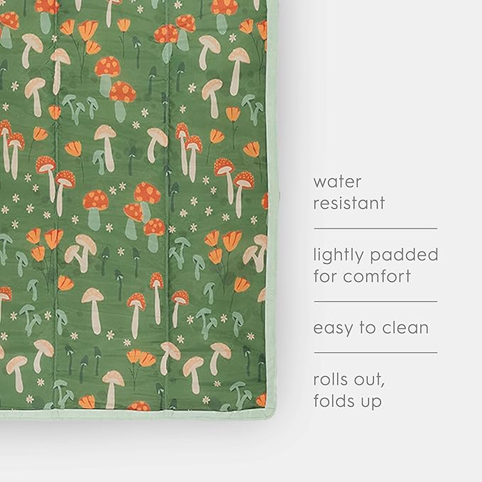 Little Unicorn 5'x7' Outdoor Family Picnic & Beach Blanket | Durable & Water-Resistant Fabric | Compact Fold & Easily Wipes Clean | Zipper Pocket (Woodland Mushroom)