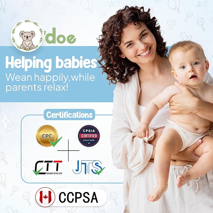 O'doe 17-Piece BPA-Free Silicone Baby Feeding Set | Thick & Soft Suction Plates, Baby Bowls, Wooden Fork & Spoon, and More | Make Mealtime Fun and Easy for Your Little One (Blue, V2)