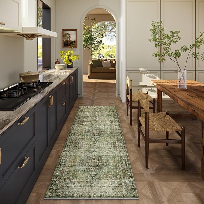 Machine Washable Kitchen Runner Rug: 2'x6' Hallway Rug Non Slip Low-Pile Stain Resistant Soft Carpet Runners for Entryway Hallways Kitchen Laundry Room Beside Farmhouse