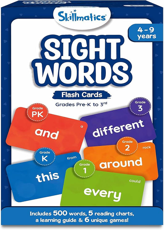 Skillmatics Flash Cards - 500 Sight Words for Preschool (Pre-K), Kindergarten, 1st, 2nd, 3rd Grade Gifts, Includes The Dolch & Fry Word List & 6 Unique Games