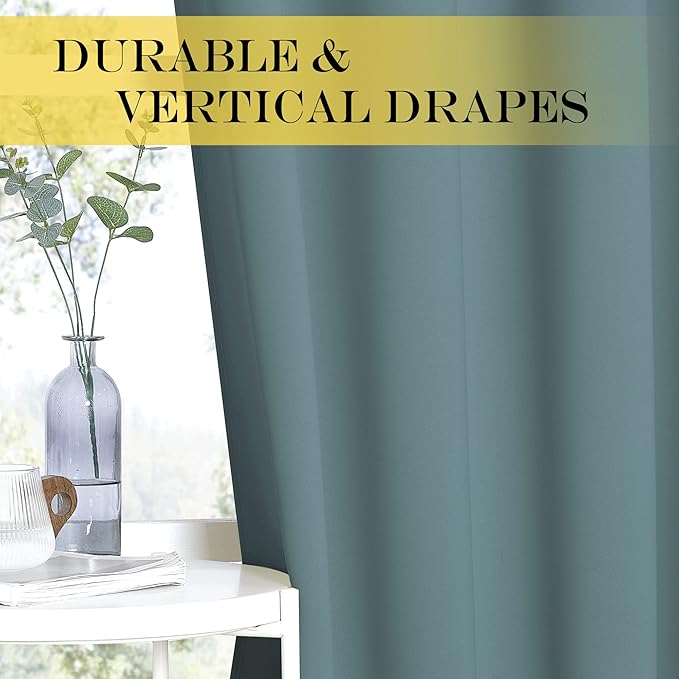 NICETOWN Greyish Blue Doorway Curtains for Bedroom 78 inch Length, Grommet Privacy Light & Sound Reducing Room Darkening Window Treatments for Living Room, 2 Panels, W52 x L78