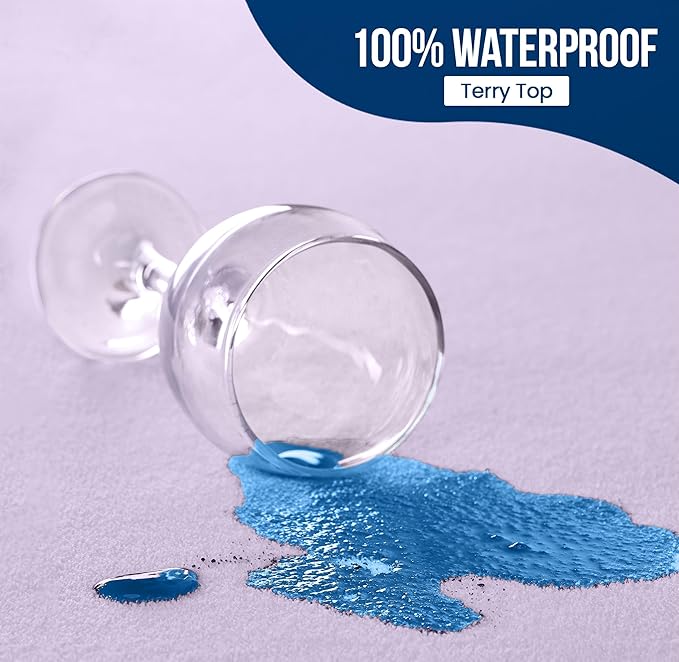 Utopia Bedding Waterproof Mattress Protector Full Size, Premium Terry Mattress Cover 200 GSM, Breathable, Fitted Style with Stretchable Pockets (Lavender)