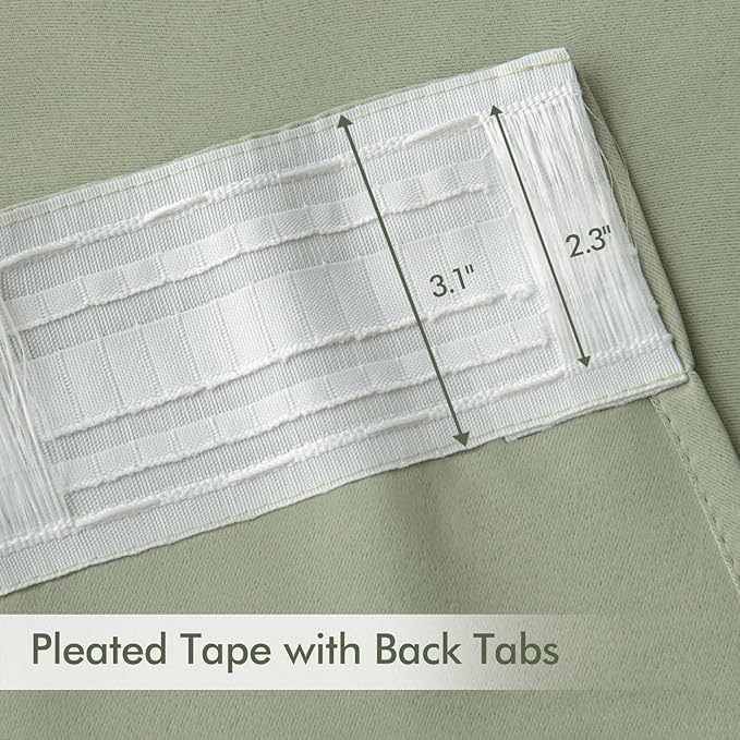 MIULEE Sage Green Back Tab Blackout Curtains 84 Inch Length 2 Panels Set for Living Room Bedroom Privacy, Rod Pocket/Pinch Pleated Thermal Insulated Room Darkening Light Blocking Drapes, W66xL84