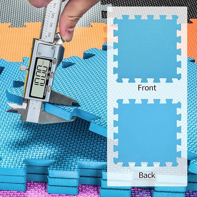 qqpp EVA Rubber 18 Tiles Interlocking Puzzle Foam Floor Mats - Baby Play Mat for Playing | Exercise Mat for Home Workout. Red. QC-Ib18N