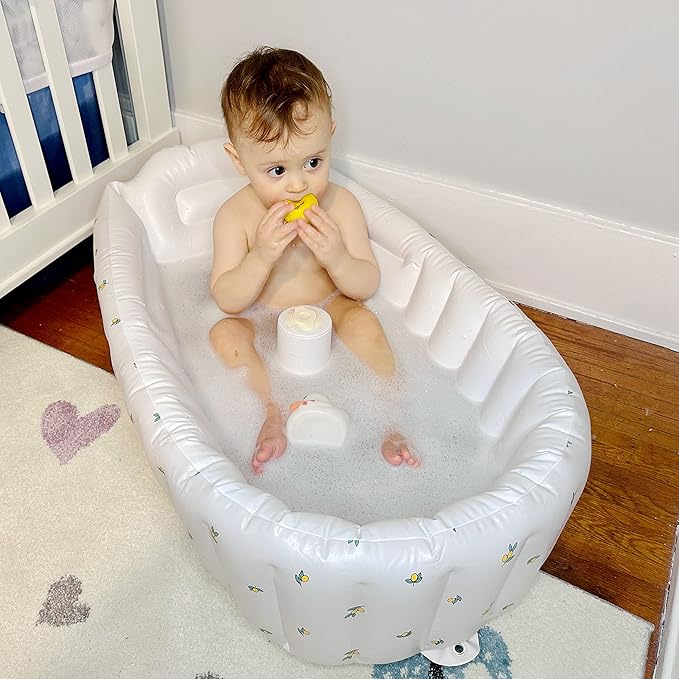 MINK Inflatable Bathtub for Toddlers - Portable Baby Tub with Built-in Air Pump - Collapsible Design for Easy Storage - Perfect for Newborns to Infants