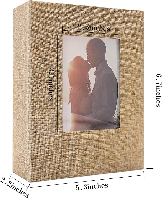 Vienrose Photo Album 4x6 100 Pages Photos Linen Cover Picture Book with Front Window for Baby Wedding Children