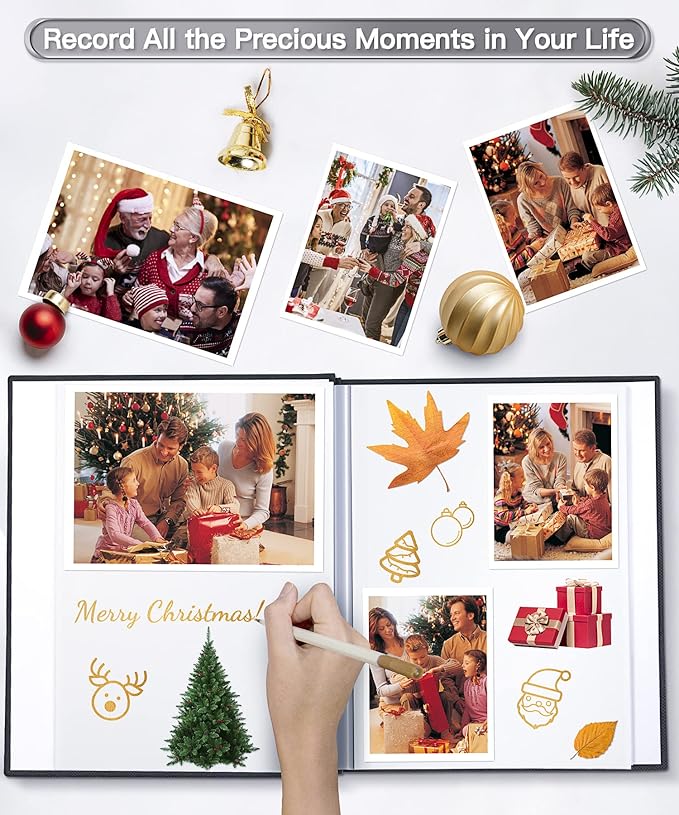 Popotop Photo Album Self Adhesive Scrapbook Album for 4x6 5x7 8x10 Pictures DIY Photo Book as Scrapbooking Supplies Kits, Birthday Gifts for Women Mom Wedding Baby Family Travel