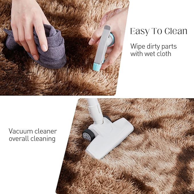 Ultra Soft Area Rugs for Living Room, 5x7 Tie-Dyed Brown Fluffy Plush Rugs for Bedroom, Non-Slip Floor Carpet for Kids Room, Bedside, Playroom, Corridor, Indoor Decor