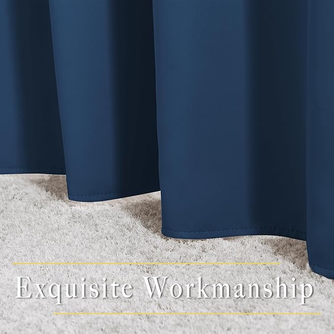 NICETOWN Bedroom Blackout Curtains and Drapes 54" L - Window Treatment Thermal Insulated Solid Grommet Blackout Draperies for Home Office (Moroccan Blue, 2 Panels=132" Wide)