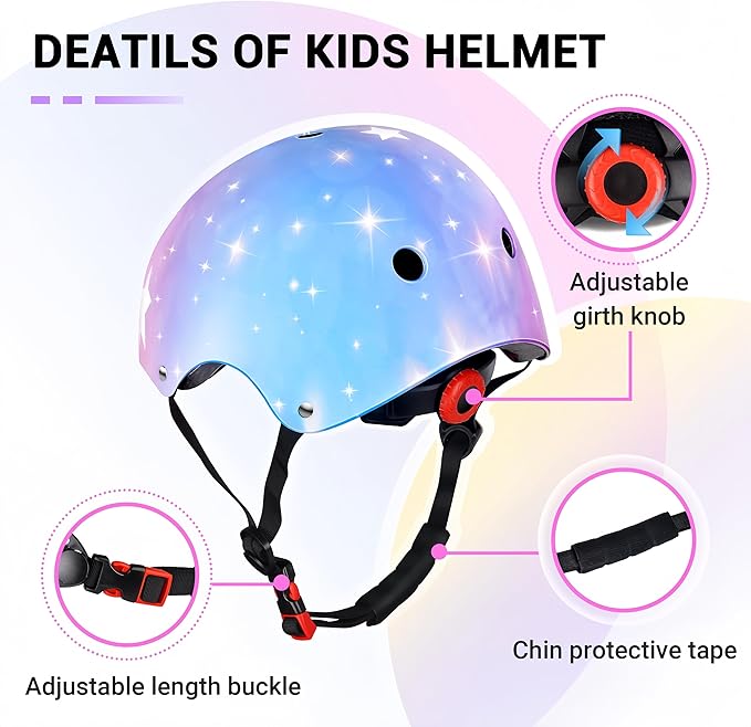 Kids Helmet for 2-3-5-8-14 Ages Girls and Boys, Ventilation and Impact Resistance Toddler Helmet for Multi-Sport Bicycle Scooter Inline Roller Skate and Skateboarding